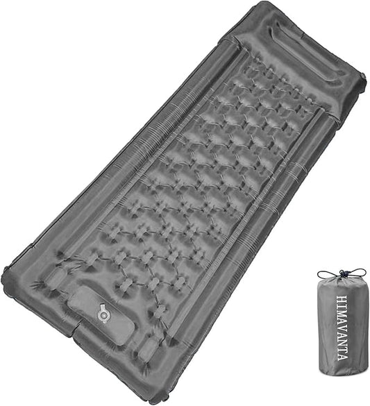 Sleeping Pad, Ultralight Thicken Inflatable Sleeping Pad for Camping, Camping Pad with Carry Bag, Built-in Pillow and Pump (Grey)