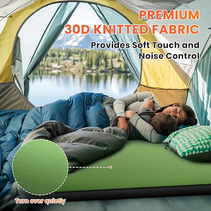 Self Inflating Sleeping Pad with Built-in Electric Pump, 4" Ultra Thick Memory Foam Double Camping Mattress, Fast Deflating Camping Sleeping Pad, 4 Season Insulated Sleeping Pad for Hiking, Tent, Car