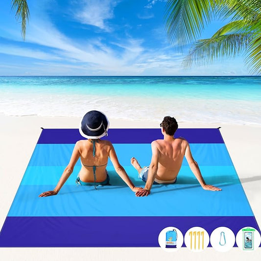 BYDOLL Beach Blanket 78''X81'' 4-7 Adults Oversized Lightweight Waterproof Sandproof Blanket for Beach Large Picnic Mat Travel Camping