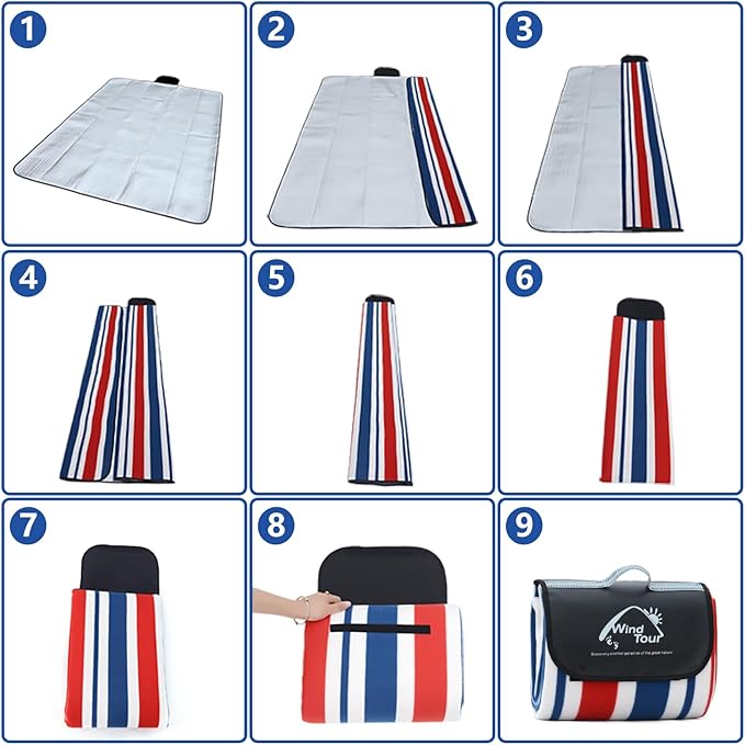 Wind Tour Family Outdoor Waterproof Durable Picnic Blankets with Carry Strap Foldable Sandproof Picnic Floor Mat for Kids Playground Camping Hiking Grass Travelling (1, Star -200 * 200cm)