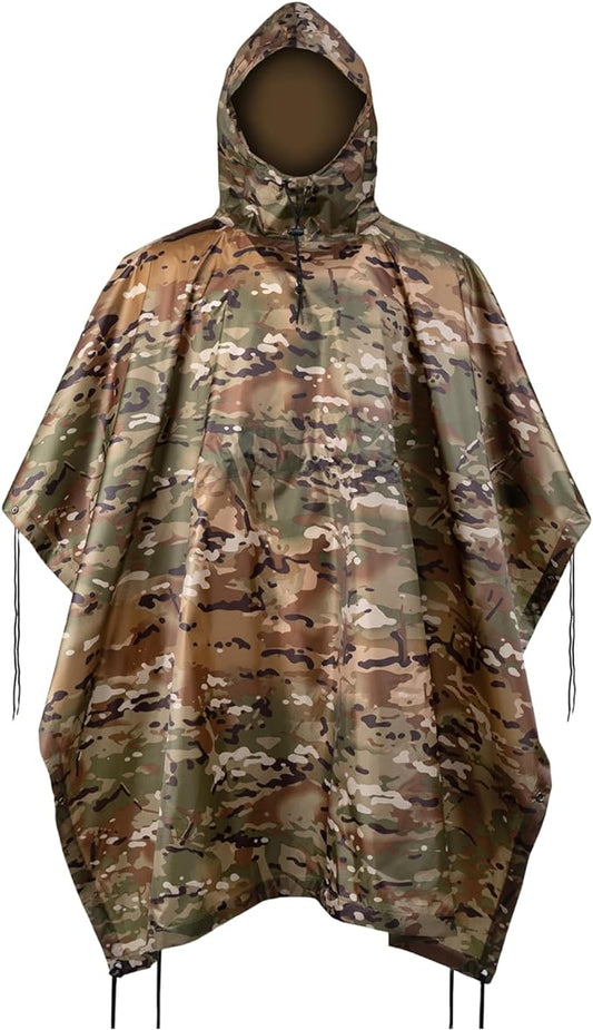 Camo Rain Poncho, Multi Use Waterproof Rain Coat