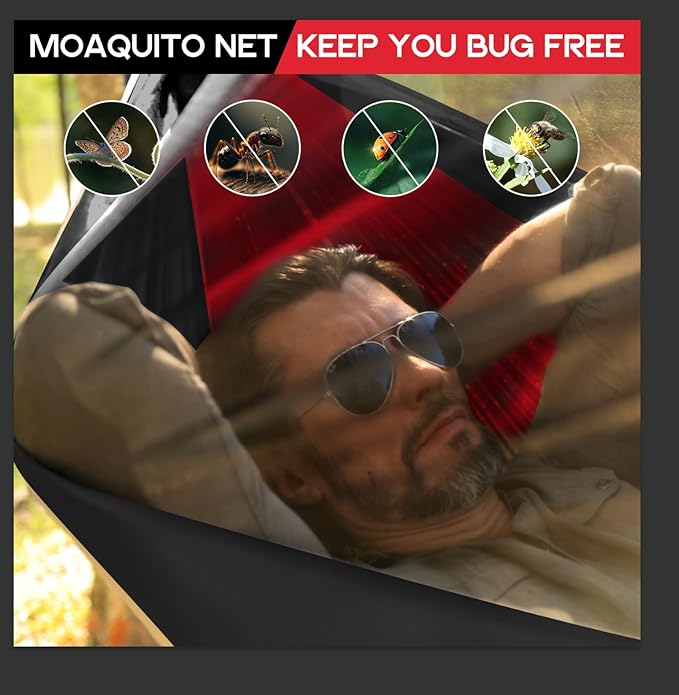 Camping Hammock Mosquito Net,Double & Single Portable Hammocks Hammocks with 2 Tree Straps,Hammock Tent for Travel Camping,Camping Accessories for Indoor Outdoor Hiking Backpacking Backyard Beach