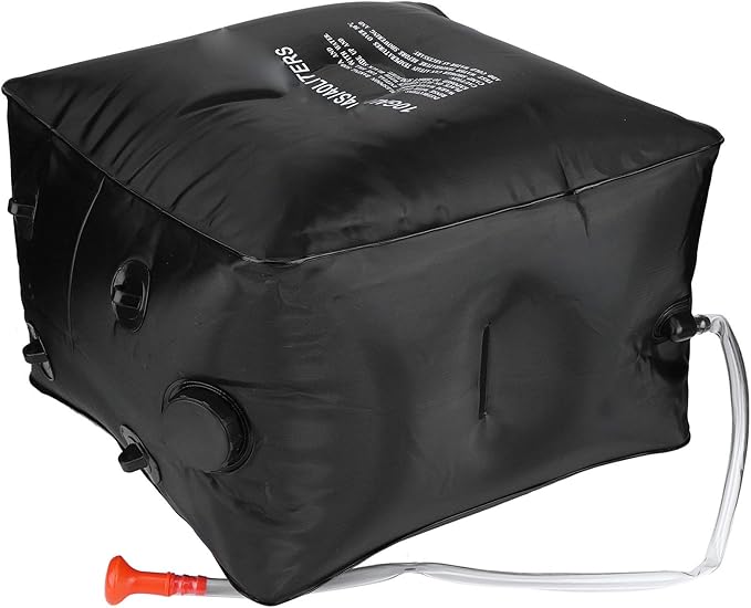 Fdit 40L Portable Solar Shower Bag Automatic Heat Absorption Large Capacity PVC Outdoor Camping Shower with Retractable Shower Head, Suitable for Travel Hiking