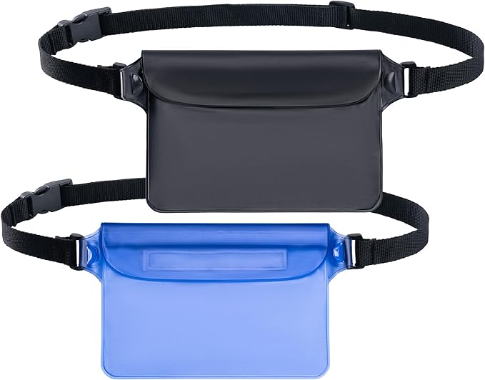 CADONO 2-Pack Waterproof Pouch with Adjustable Waist Strap | Screen Touch Sensitive Dry Bag, Keep Your Phone and Valuables Dry, Perfect for Swimming Kayaking Boating Fishing Beach Diving