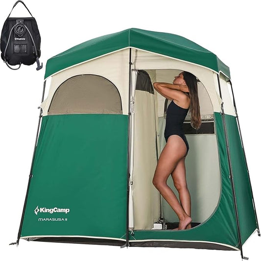 KingCamp Shower Tent, Portable Privacy Tent Outdoor Camping 1/2 Room Toilet Tents with Shower Bag & Dressing Room for Travel Beach Tailgate