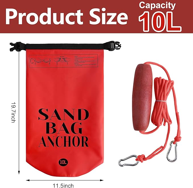 RunNico 500D Sand Anchor for Small Boats,2 in 1 PWC Jet Ski Anchor Kit with Adjustable Buoy,Waterproof Dry Bag for Jet Ski, Kayak, Boat, Watercraft and Canoe
