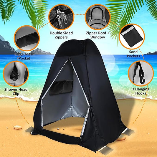 Pop Up Large Privacy Tent - 7ft Tall - Oversized Strong Camping Toilet Tent- Portable Camp Shower Pod w/Hooks- Porta Pod- Outdoor Bathroom, Potty, Changing Private Room