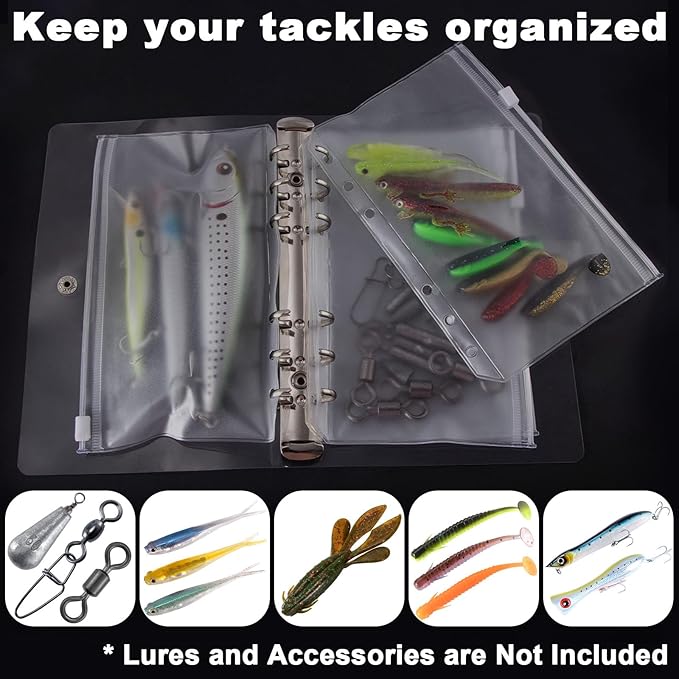 Dr.Fish Bait Binder Bags Worm Wallet Binders Travel Portable Compact Tackle Storage for Soft/Hard Baits, Leaders, Lines, Rigs