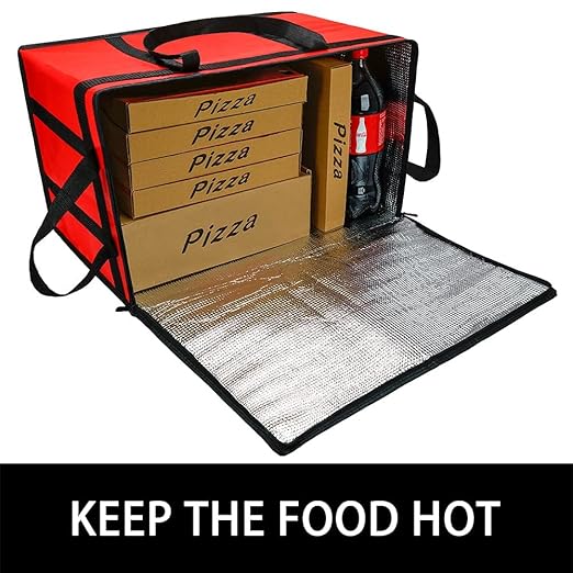 Bodaon 2-Pack Insulated Food Delivery Bag for Hot/Cold Meal, XXX-Large Cooler Bags, Pizza Delivery Bag for Uber Eats, Insulated Grocey Thermal Bag, Red