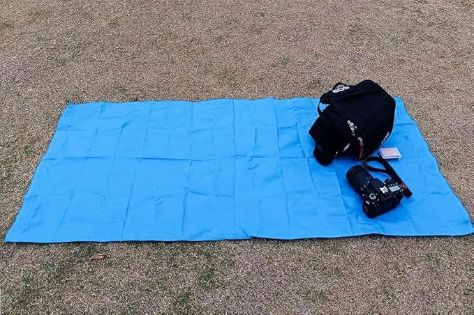 Orga'Neat Pocket Picnic Blanket, Sandproof Lightweight Pocket Camping Tarp, 55″x 60″ Foldable & Fits into Small Bag, Water Resistant Washable Quick Dry Compact Beach Mat for Outdoor Recreation
