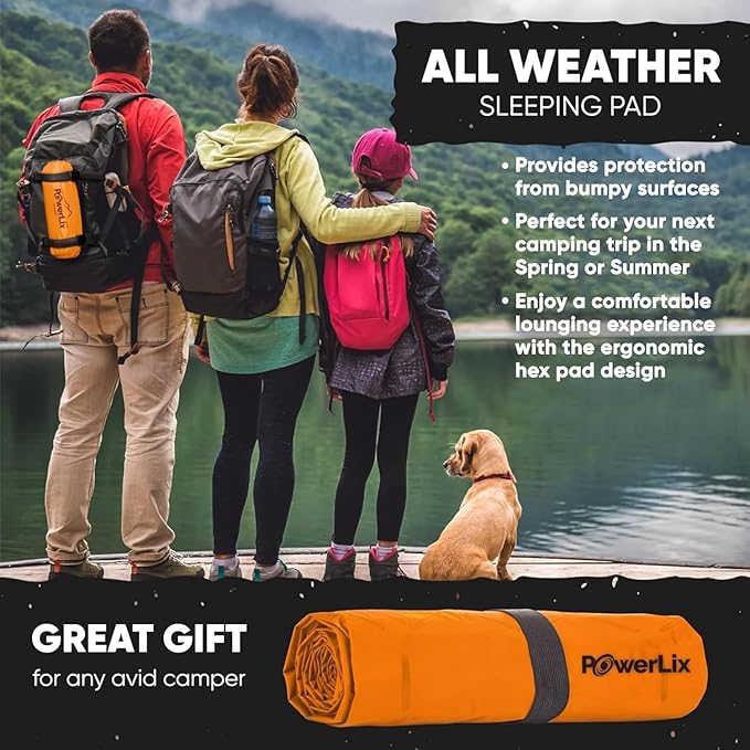 POWERLIX 2 Pack Sleeping Pad for Camping, Ultralight Inflatable Sleeping Mat, Compact Lightweight Self Inflating Camping Air Mattress for Backpacking, Hiking, Traveling Tent, Pump Bag Included