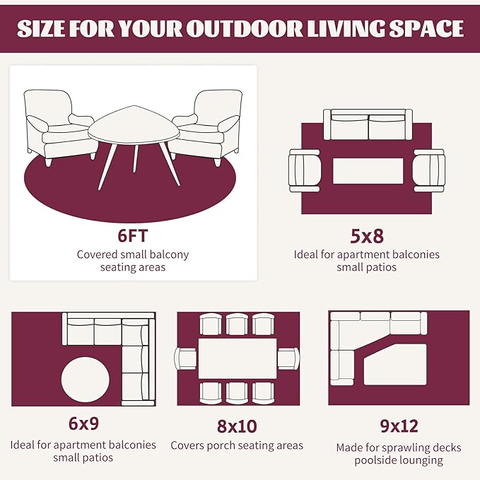 Ileading Round Outdoor Plastic Straw Rug 6ft Funny Floral Style Reversible Patio Area Rugs Waterproof Non Shedding Portable Carpets for Rv Outside Deck Pool Beach Picnic Camping (Pink)