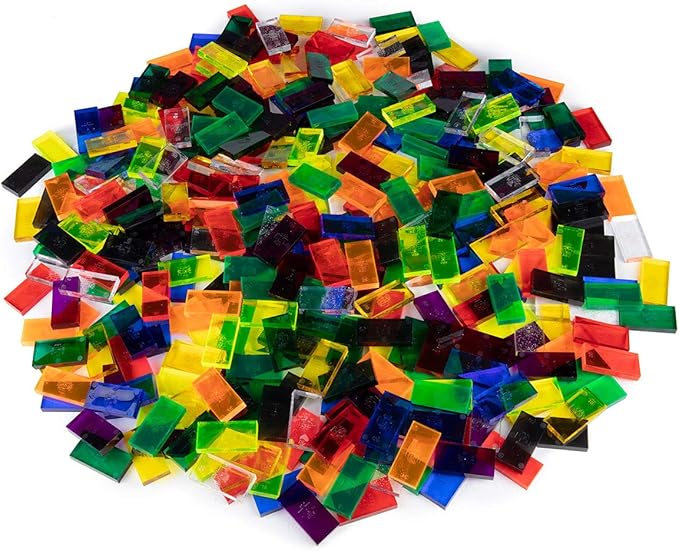 Bulk Dominoes Plastic Bulk 100pcs – Building and Stacking and Chain Reaction Toppling STEAM Toy Blocks for Kids (Clear Mix)