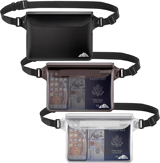 HEETA Waterproof Fanny Pack, Waterproof Pouch Dry Bag 2/3/4 Pack for Phone, Adjustable Waist Strap and Screen Touch Sensitive for Swimming Kayaking Boating Beach Fishing Diving Surfing Accessories