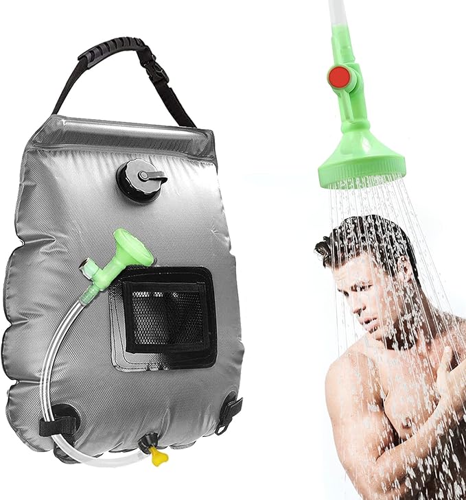 Solar Shower Bag, Solar Heating Camping Shower Bag, 5Gal(20L) Portable Camping Shower Bag, with Removable Hose and On-Off Switchable Shower Head, for Outdoor Traveling/Climbing/Hiking/Beach/Swimming