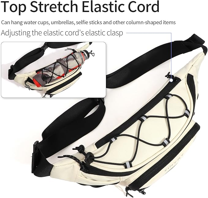 TINYAT Fanny Pack for Men Women Multifunction Waist Packs Large Crossbody Bum Bag with Zipper Waterproof Chest Bag for Hiking