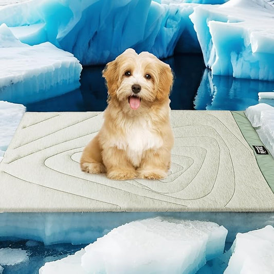 ZonLi Dog Cooling Mat, 40" x 27"Medium, Waterproof Cooling Pad for Dogs & Cats, Portable & Durable Pet Mat for Crate, Trunk, Camping, Outdoors, Machine Washable, Ice Green