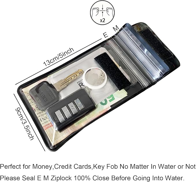 Armband Waterproof wallet Floating Surf Car Key Fob Case Beach dry bag ankle Waterproof Pouch Holder For GPS Key Money Credit Vaccine Card Driver License ID Badge (Black)