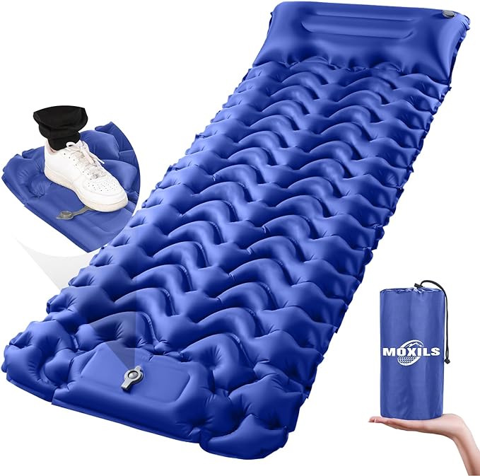 Sleeping Pad, Ultralight Inflatable Sleeping Pad for Camping, Built-in Pump, Ultimate for Camping, Hiking, Airpad, Carry Bag, Repair Kit, Compact & Lightweight Air Mattress(Blue)