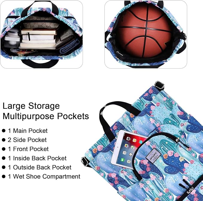 Dry Wet Drawstring Backpack with Shoe Compartment for Women Adjustable Gym Bag