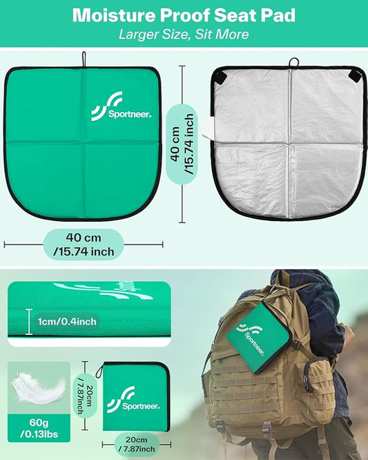 Sportneer Sitting Pad, Sit Pads for Backpacking Portable Camping Sit Pad Waterproof Folding Pad Stadium Seat Pad for for Camping Picnics Hiking