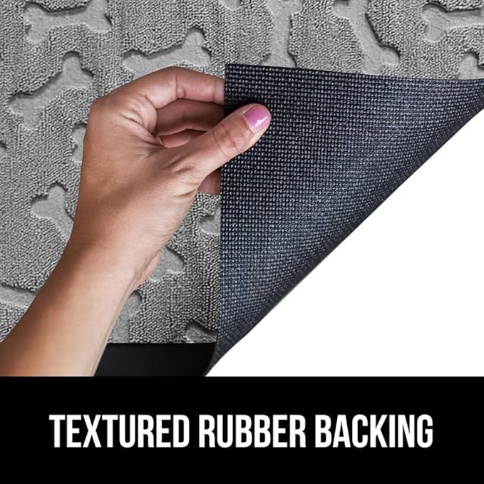 GORILLA GRIP 100% Waterproof All-Season WeatherMax Doormat, 23x35, Durable Natural Rubber, Stain and Fade Resistant, Low Profile, Indoor Outdoor Doormats, Easy Clean Patio Entry Mat, Light Gray Bones