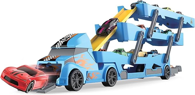 7 in 1 Toy Car Hauler - Semi Truck Toy Cars for Kids Ages 4-8 Boys Toddler Cars to Drive