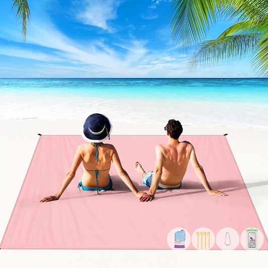 BYDOLL Beach Blanket 78''X81'' 4-7 Adults Oversized Lightweight Waterproof Sandproof Blanket for Beach Large Picnic Mat Travel Camping