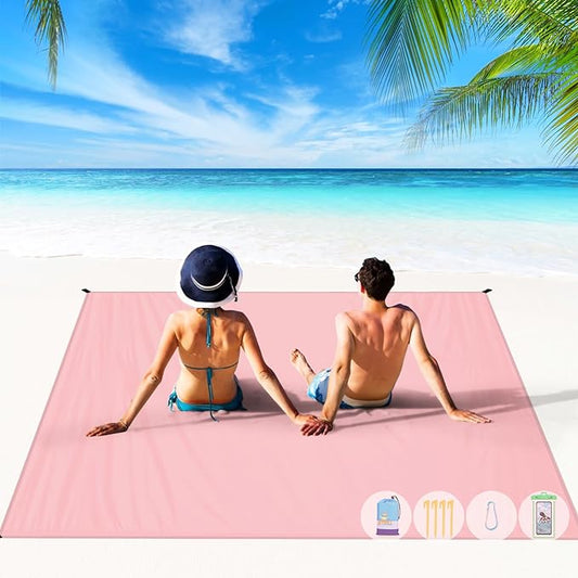 BYDOLL Beach Blanket 78''X81'' 4-7 Adults Oversized Lightweight Waterproof Sandproof Blanket for Beach Large Picnic Mat Travel Camping