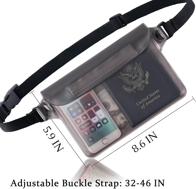 CADONO 2-Pack Waterproof Pouch with Adjustable Waist Strap | Screen Touch Sensitive Dry Bag, Keep Your Phone and Valuables Dry, Perfect for Swimming Kayaking Boating Fishing Beach Diving