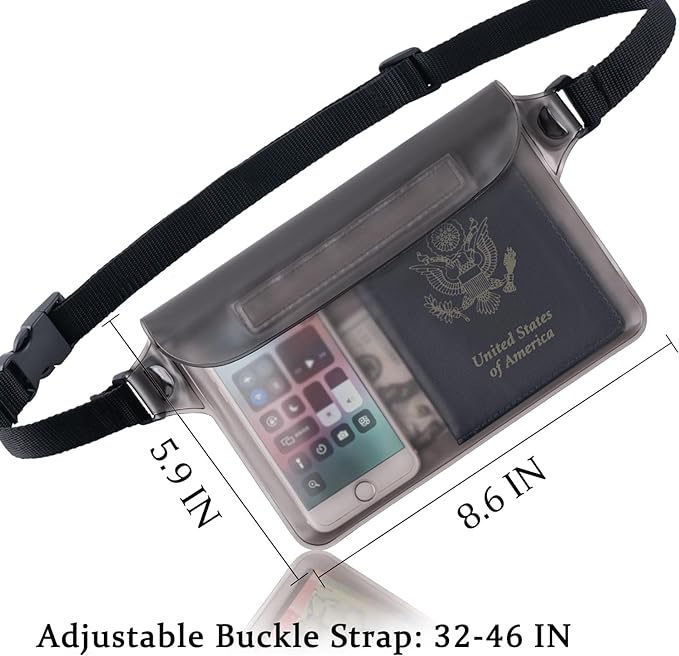 CADONO 2-Pack Waterproof Pouch with Adjustable Waist Strap | Screen Touch Sensitive Dry Bag, Keep Your Phone and Valuables Dry, Perfect for Swimming Kayaking Boating Fishing Beach Diving