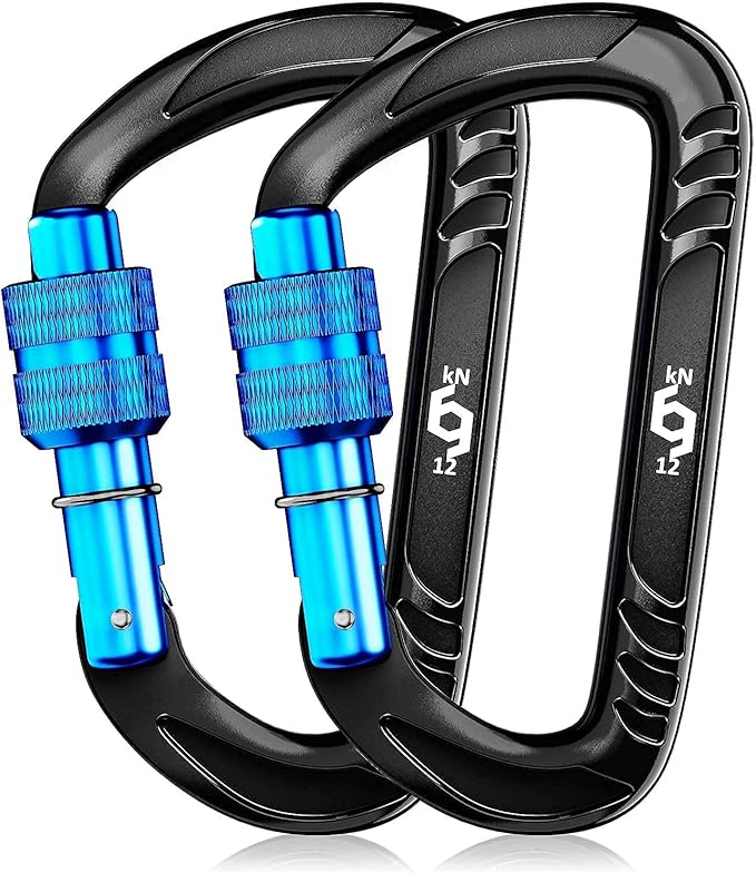 12kN (2697 lbs) Heavy Duty, Locking, Auto Locking, Wiregate Carabiner Clips, for Securing Pets, Outdoor, Camping, Hiking, Hammock, Dog Leash Harness, Keychains