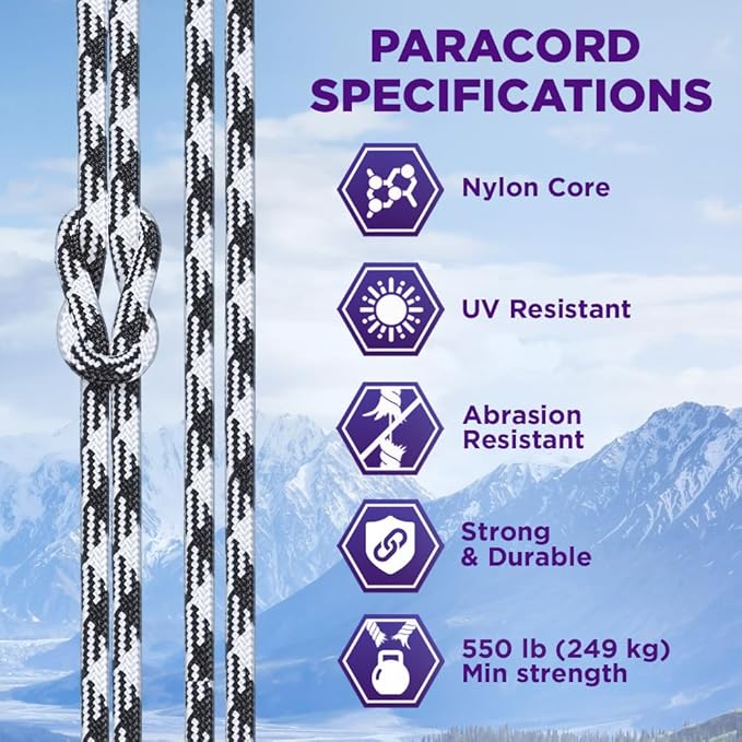 TECEUM Heavy Duty Rope 1000 – 1000ft / 200ft / 100ft / 50ft – 40+ Colors – Utility Rope for Survival & Camping Gear – Nylon String, Camping Rope, para Cord, Utility Nylon Rope, Tent Cord