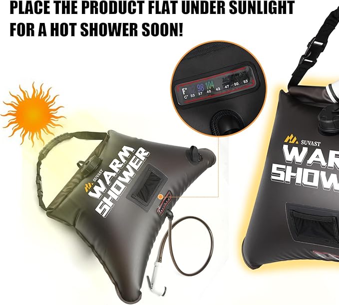 Solar Showers,3rd Generation Outdoor Shower Bag,A Model of Durability,4 Gallon/15L- Portable Shower for Camping,Camp Shower kit with hot Water.