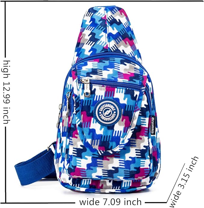 Chrysansmile Sling Bag for Women Men Nylon Crossbody Bags Fanny Packs Flower Print Small Backpack for Travel Hiking