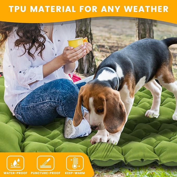 Camping Sleeping Pad, Ultralight Camping Mat with Pillow Built-in Foot Pump, Inflatable Sleeping Pads Compact for Travel, Camping Backpacking Hiking Tent Car Camp Gear