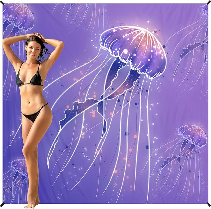 BYDOLL Beach Blanket 78''X81'' 4-7 Adults Oversized Lightweight Waterproof Sandproof Blanket for Beach Large Picnic Mat Travel Camping