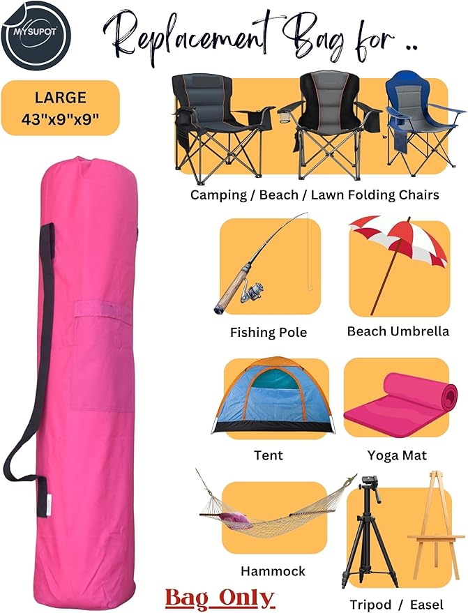 Replacement Bag for Folding Camping Chair, Portable Camp Chair, Hammock, Yoga Mat, Umbrella, Tents, Tripods, Fishing Poles - 420D Oxford Polyester Fabric