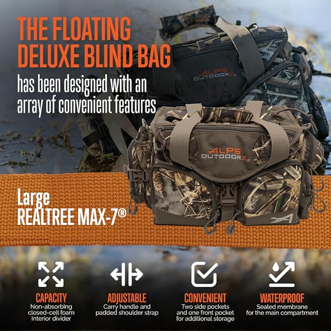 ALPS OutdoorZ Deluxe Floating Blind Bag - Waterproof Hunting Duffel Bag, with Removable Dividers, Thermos Sleeve & Padded Shoulder Strap
