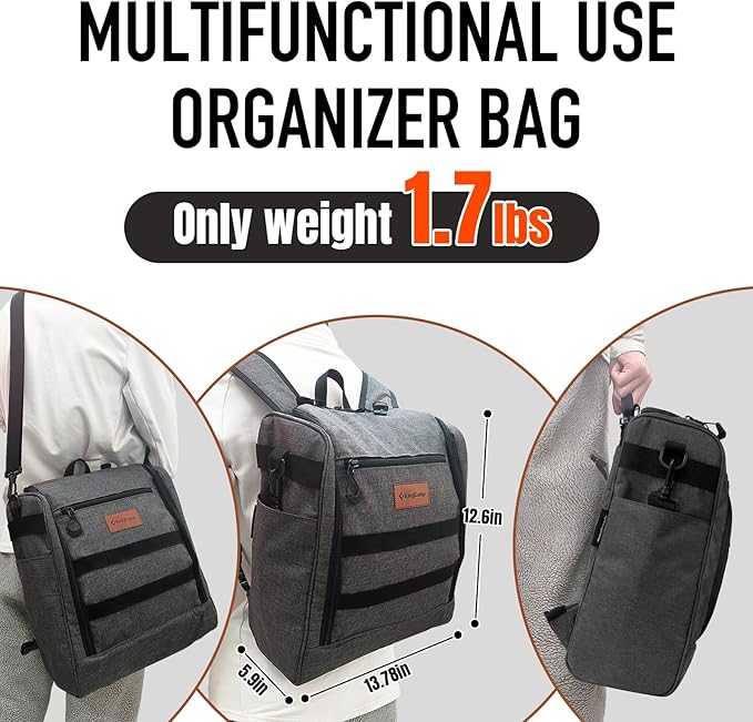 KingCamp Oversized Camping Kitchen Organizer, Ultralight Hanging Cooking Utensils Bag Portable Storage Backpack with Paper Towel Holder & 3 Pockets for Outdoor BBQ Cooking (Bag Only)