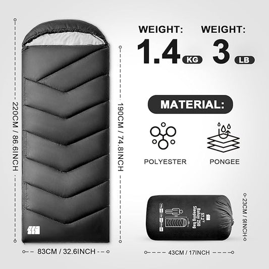 Sleeping Bags for Adults Cold Weather,Portable, Waterproof,Lightweight Sleeping Bag for Tall Girls Boys with Compression Sack for Warm Camping, Hiking, Outdoor & Indoor