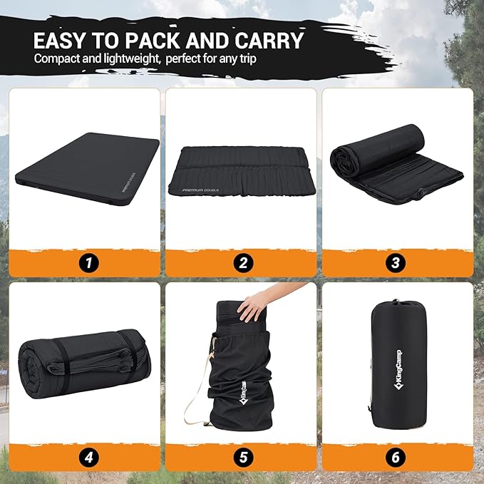 KingCamp Luxury 3D Insulated Double Self Inflating Camping Sleeping Pad, Portable Large Thick Self Inflatable Foam Air Mattress