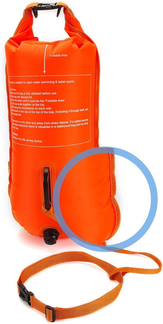 NuCamper Swim Buoy for Open Water Swimmers with Adjustable Waist Belt, Waterproof Dry Bag, Swim Bubble for Safty Swimming, Training Snorkeling, Kayaking, Boating,Beach Bags Large Capacity 28L