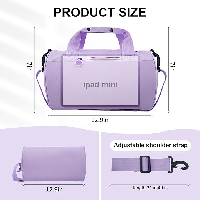 Gym Bag for Women, Waterproof Travel Bag with Wet Clothes Compartments and Adjustable Strap, Small Duffel Bag for Sports, Gyms and Weekend Getaway