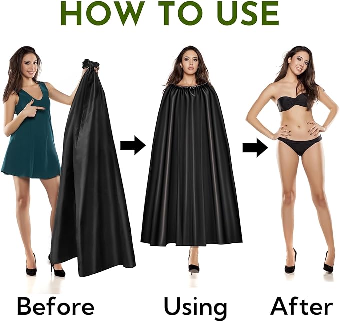 Goaste Portable Changing Room Tent, Instant Dressing Cover Ups, Clothes Changing Privacy Shelters, Changing Curtain Cloak with Round Collar for Beach, Camping, Hiking, Dance Competition, 4.2ft Length