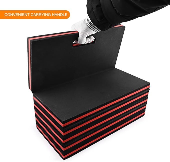 FOSHIO Foldable EVA Mat with Carrying Handles - Thick Kneeling Mat for Mechanics, Garage, Picnicking, Gardening, Camping, Home Gym