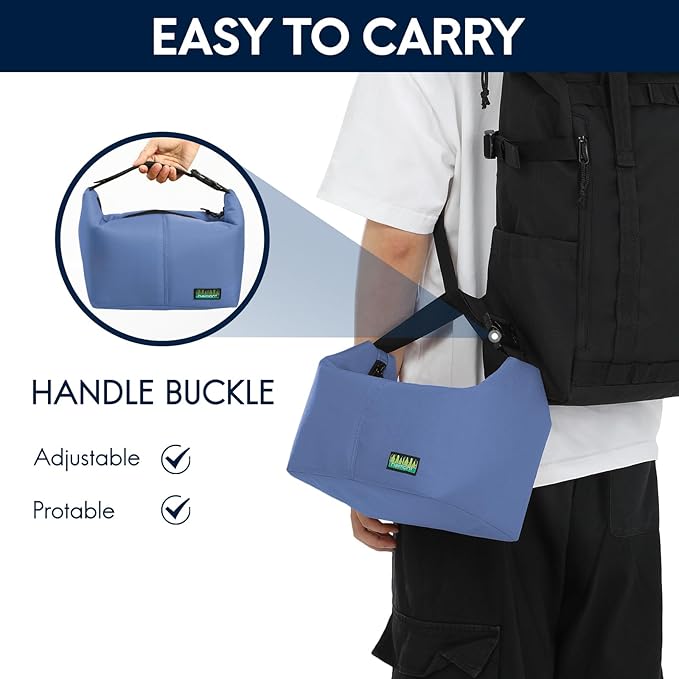 Haimont Small Lunch Cooler Bags for Work, Insulated Cooler Tote Lunchbag with Adjustable Buckle, Leakproof Soft Lunchbox for Outdoor, Daytrip, Camping, Blue