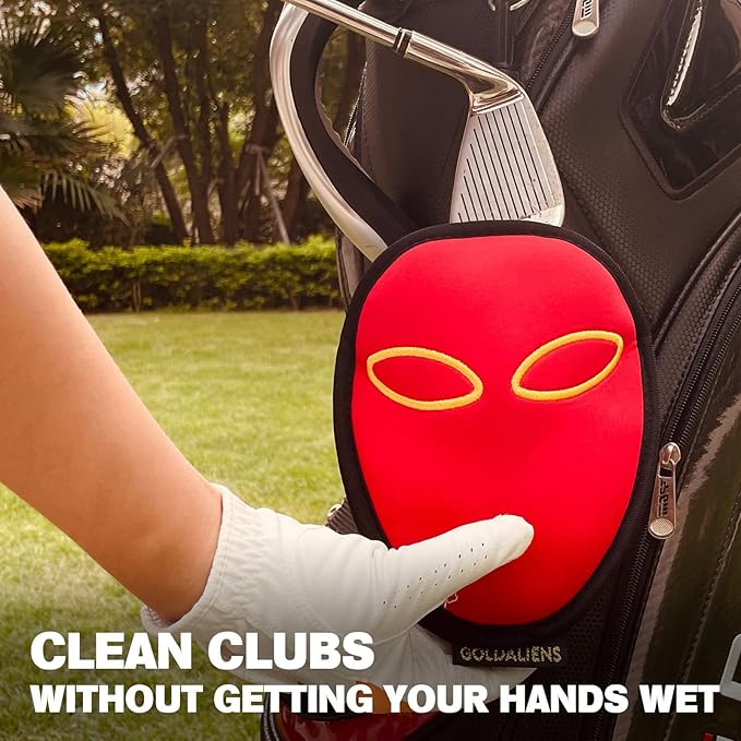 Golf Club Cleaner & Ball Cleaning Bag,Original Three-Layer Fabric Waterproof Technology,Golfer's Ultimate Green Clean Scrub Equipment Accessories,Removable Clips to Support Machine Washing