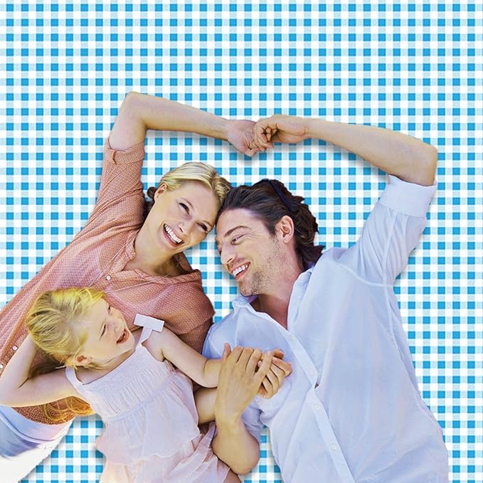 ZHUYNXIR Extra Large Picnic, Waterproof Blanket, Gingham Picnic Mat for Beach, Camping Grass Picnic Blankets. (Blue 58x58 inch)