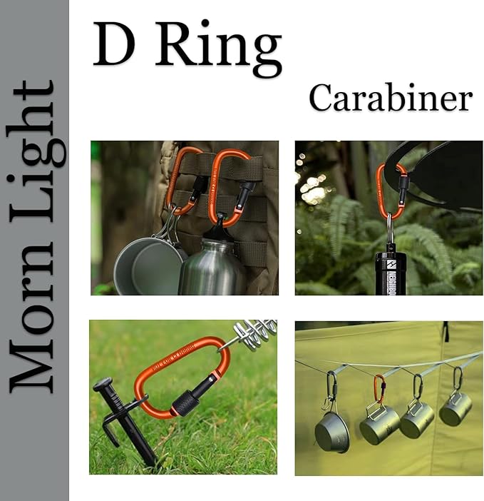 6 Pack Small Locking Carabiner Clips - 3 Inch Aluminum Alloy D-Ring Key Hooks with Twist Lock, Secure for Keys, Pet Leash, Travel Accessories (Not for Climbing)